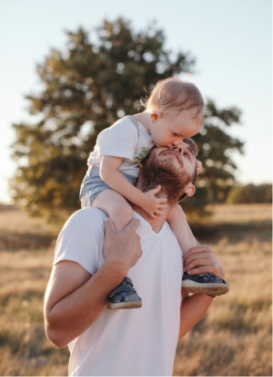 son on father's shoulders