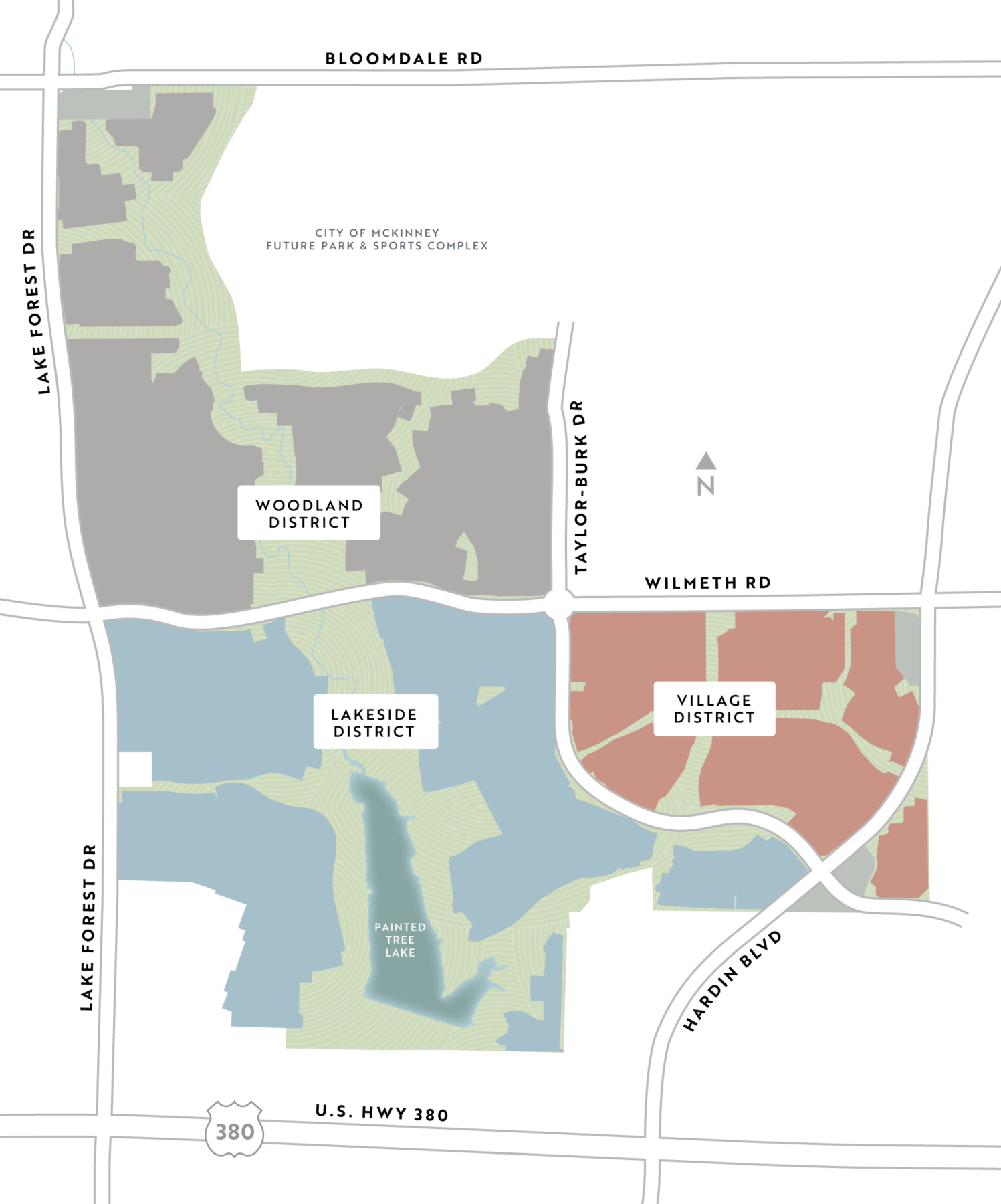 map of Painted Tree community districts