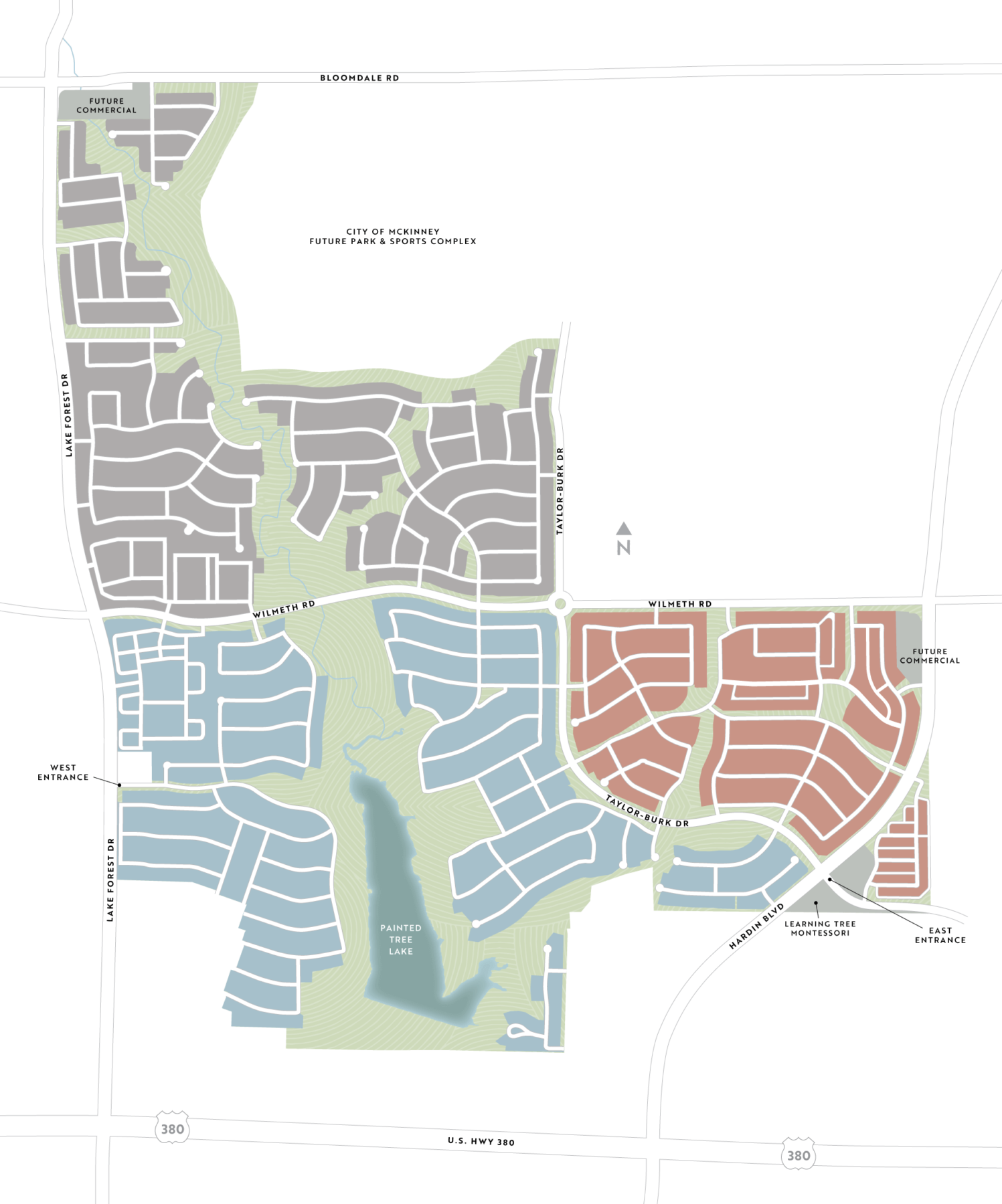 map of Painted Tree community districts