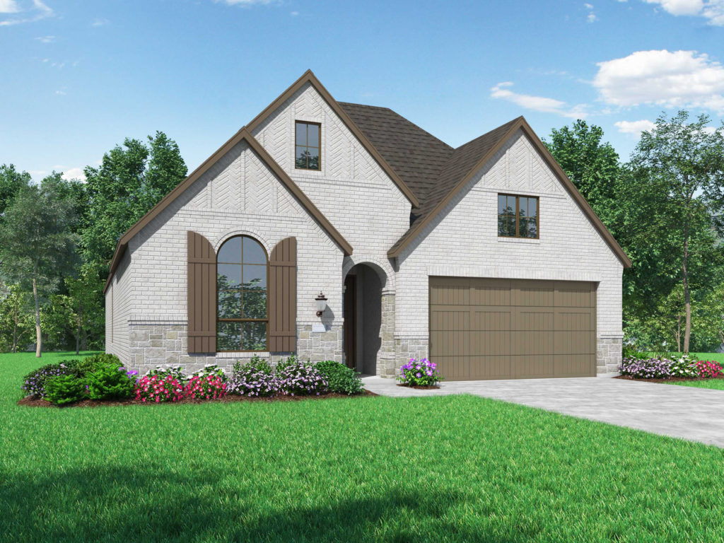 A rendering of a new two story home in McKinney with a garage.