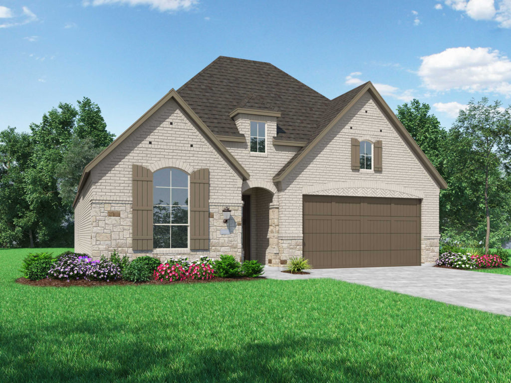 A rendering of a two story home in McKinney, Texas with a garage.