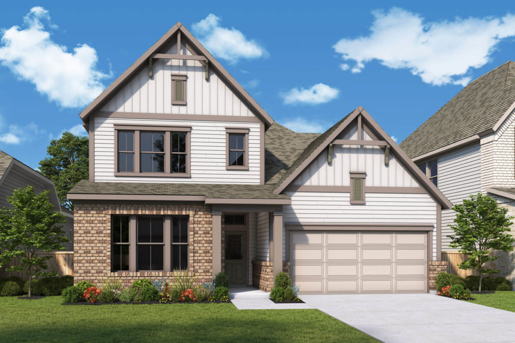 A rendering of a new two-story home with a garage in McKinney.