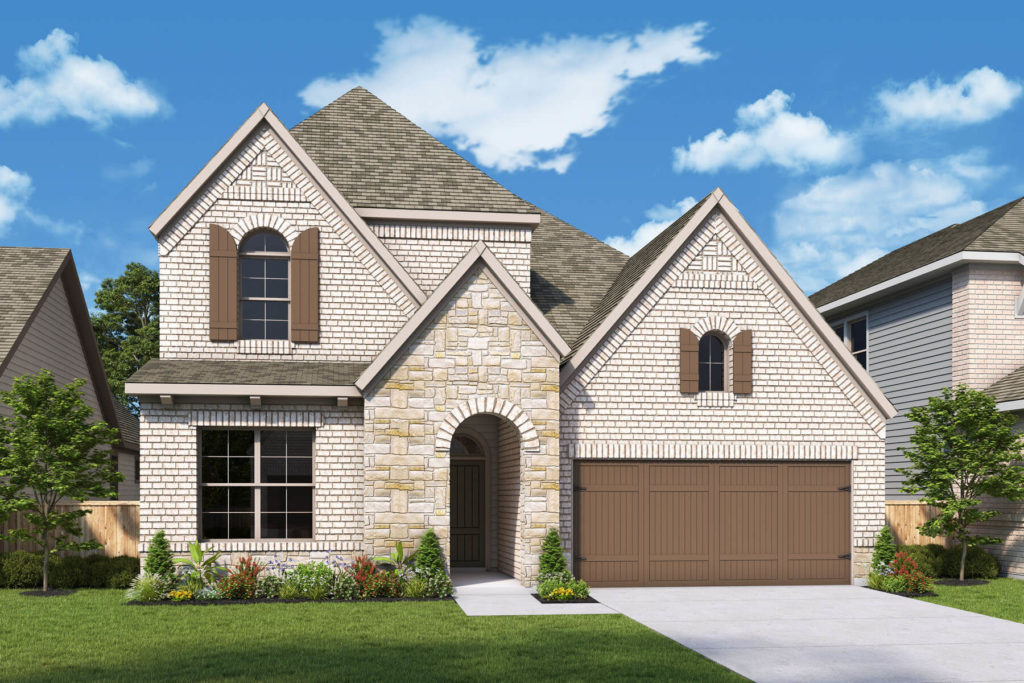 A two story home with a garage nestled in the beautiful McKinney Lake Trails.