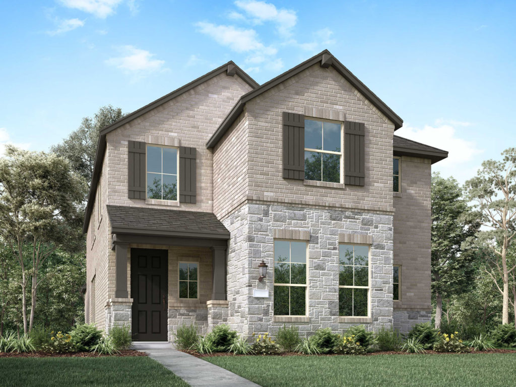 A rendering of a nature-inspired two story home in McKinney.