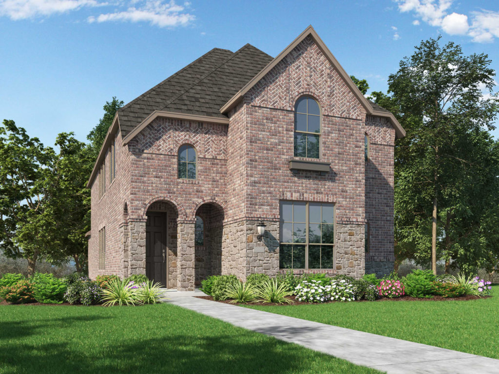 A rendering of a two story brick home in McKinney.