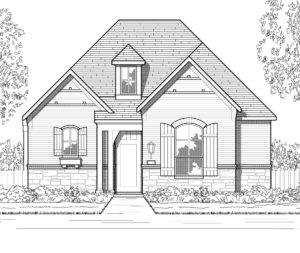 This is a black and white drawing of a house in Texas.