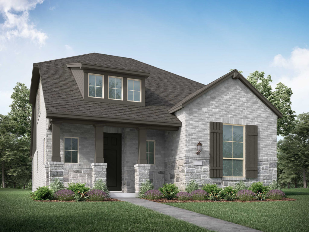 A rendering of a two story home with a front porch located in McKinney, Texas.