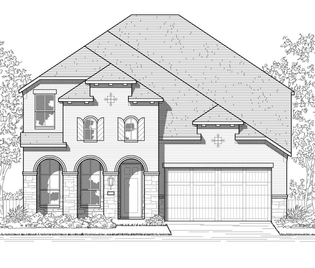 A drawing of a new house with a garage in McKinney.