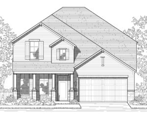 A rendering of a beautiful new home in McKinney, Texas featuring a two-car garage.