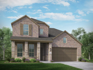 A rendering of a new two story home with a garage in McKinney.