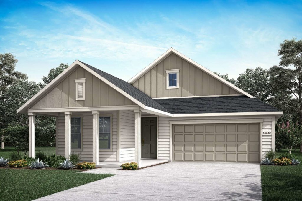 A rendering of a new two-story home with a garage in Texas, McKinney.