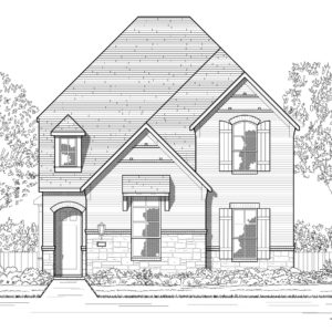 A black and white rendering of a new home in McKinney, Texas.