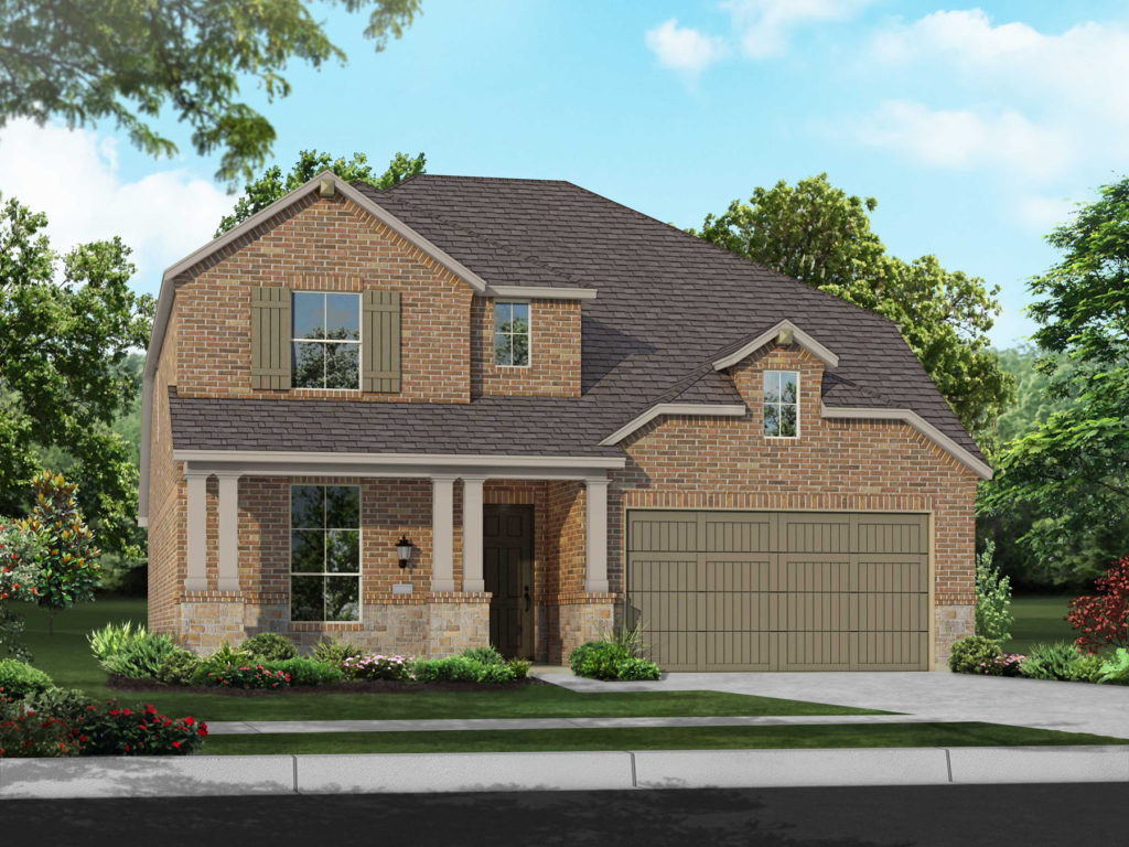 A rendering of a two story home with a garage in McKinney.