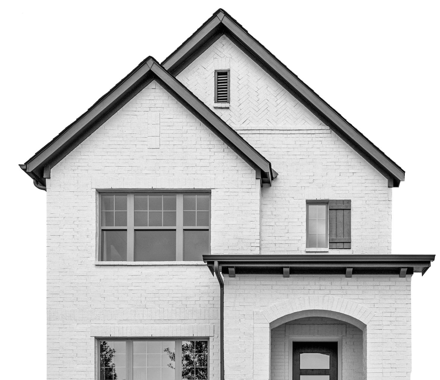 A black and white photo of a nature-inspired house in McKinney.