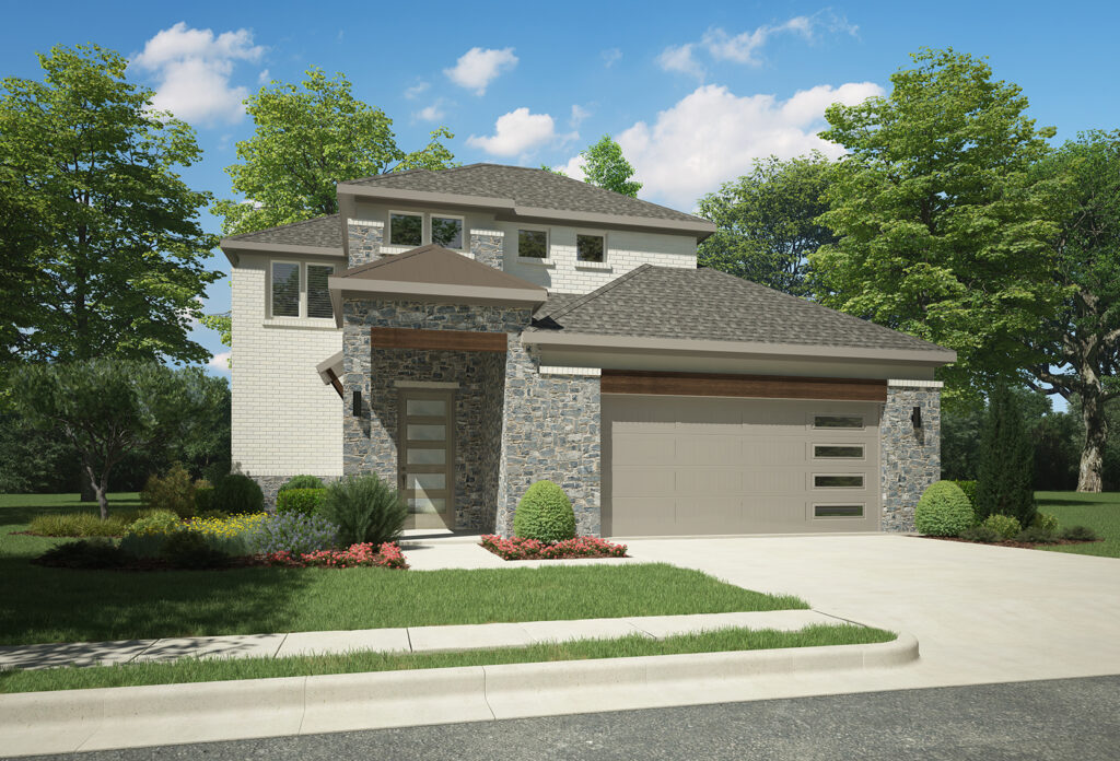 Trophy signature homes picasso plan exterior A with stone