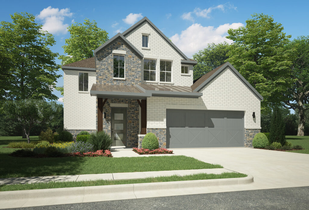 Trophy signature homes picasso plan exterior B with stone