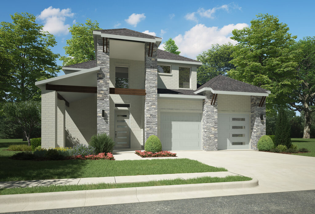 Trophy signature homes picasso plan exterior C with stone