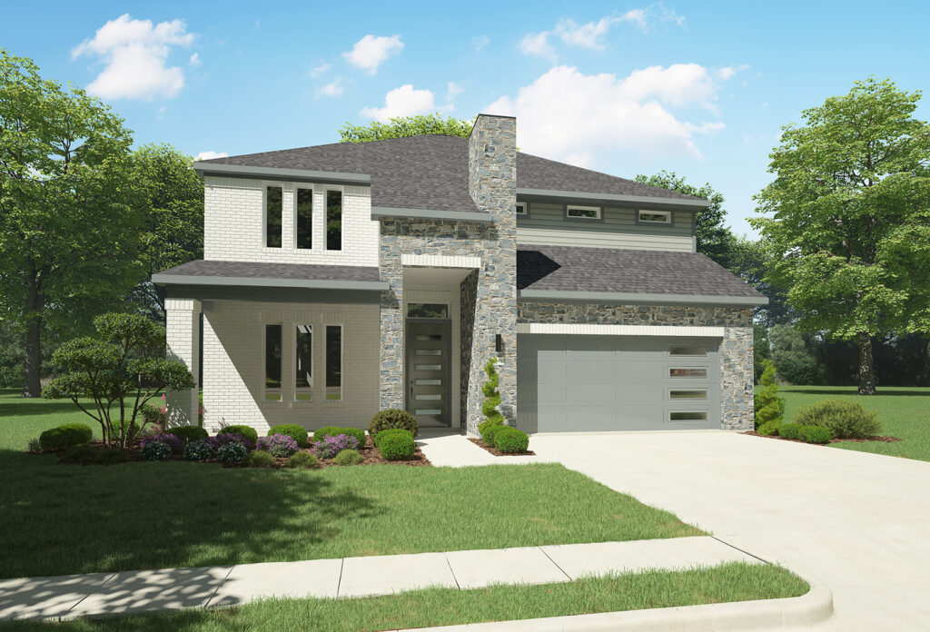 Trophy signature homes matisse plan exterior C with stone