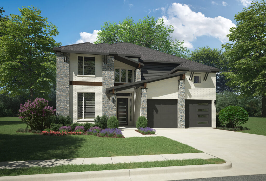 Trophy Signature Homes Van Gogh plan exterior C with stone