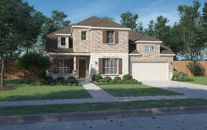 Centre Living Homes Acadia plan exterior B with stone