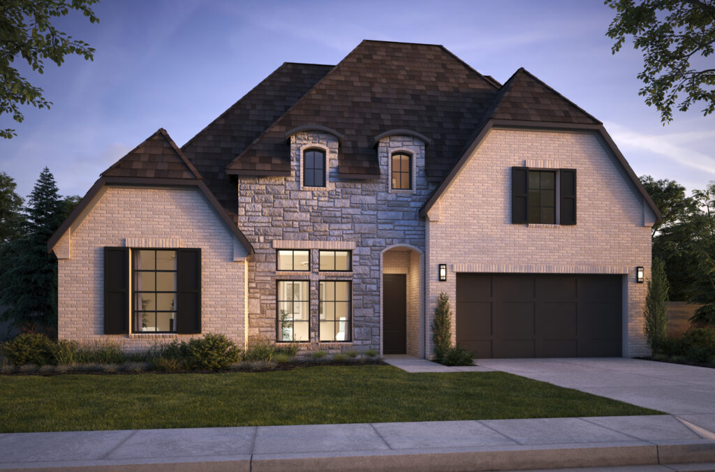 Southgate Ashland home plan exterior A with stone