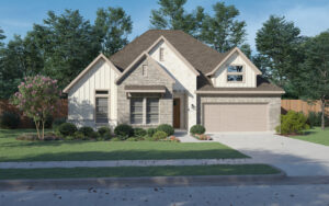 Centre Living Homes Yosemite plan exterior B with stone