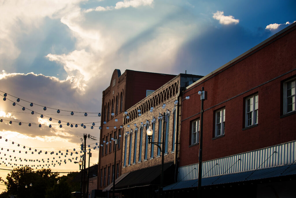 downtown mckinney at sunset